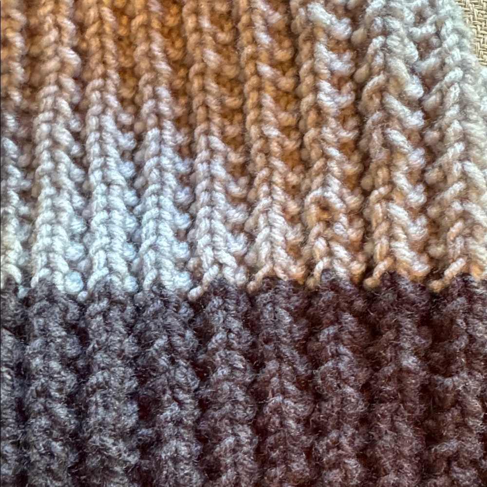 Multicolor Hand Knit Ribbed Scarf - Picture 2 of 7